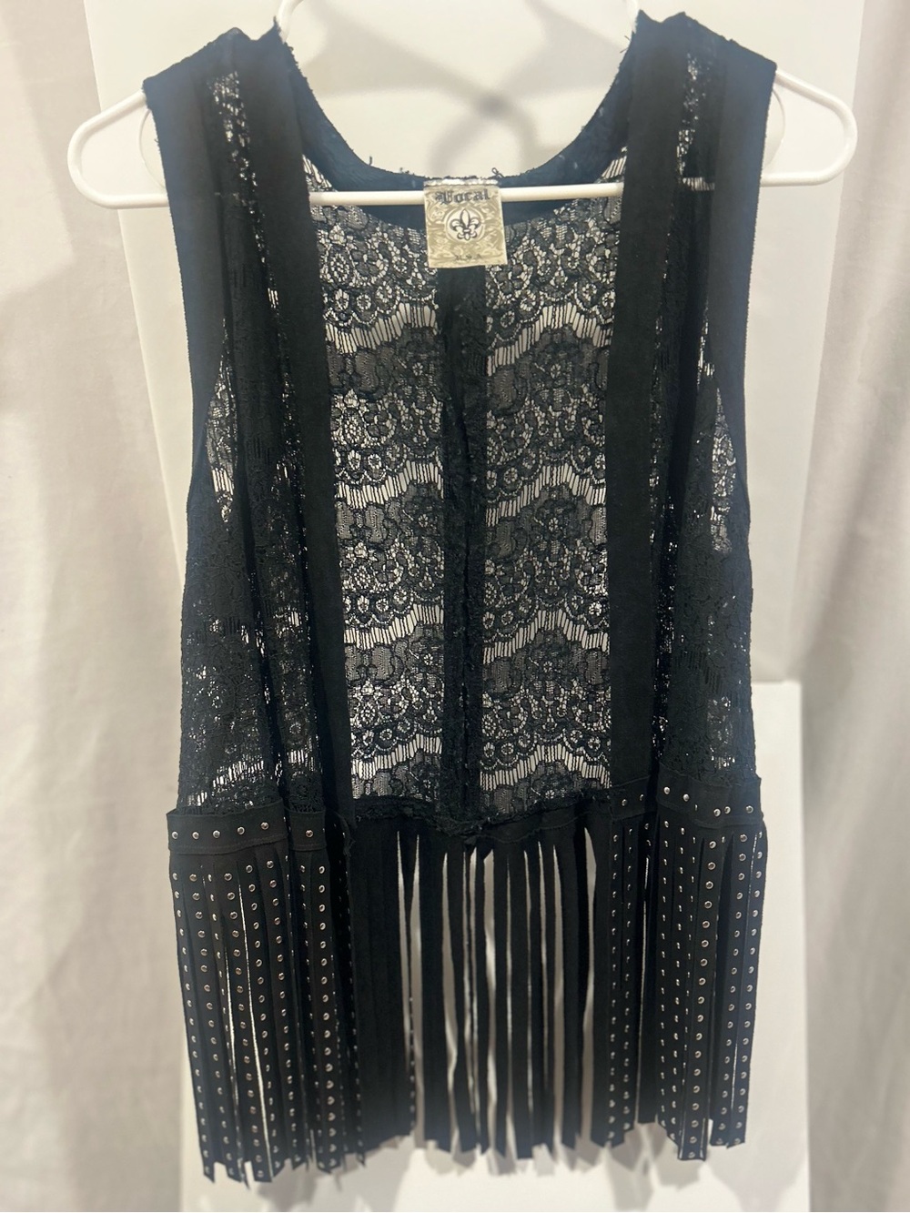 Vocal Black Lace Fringe Vest